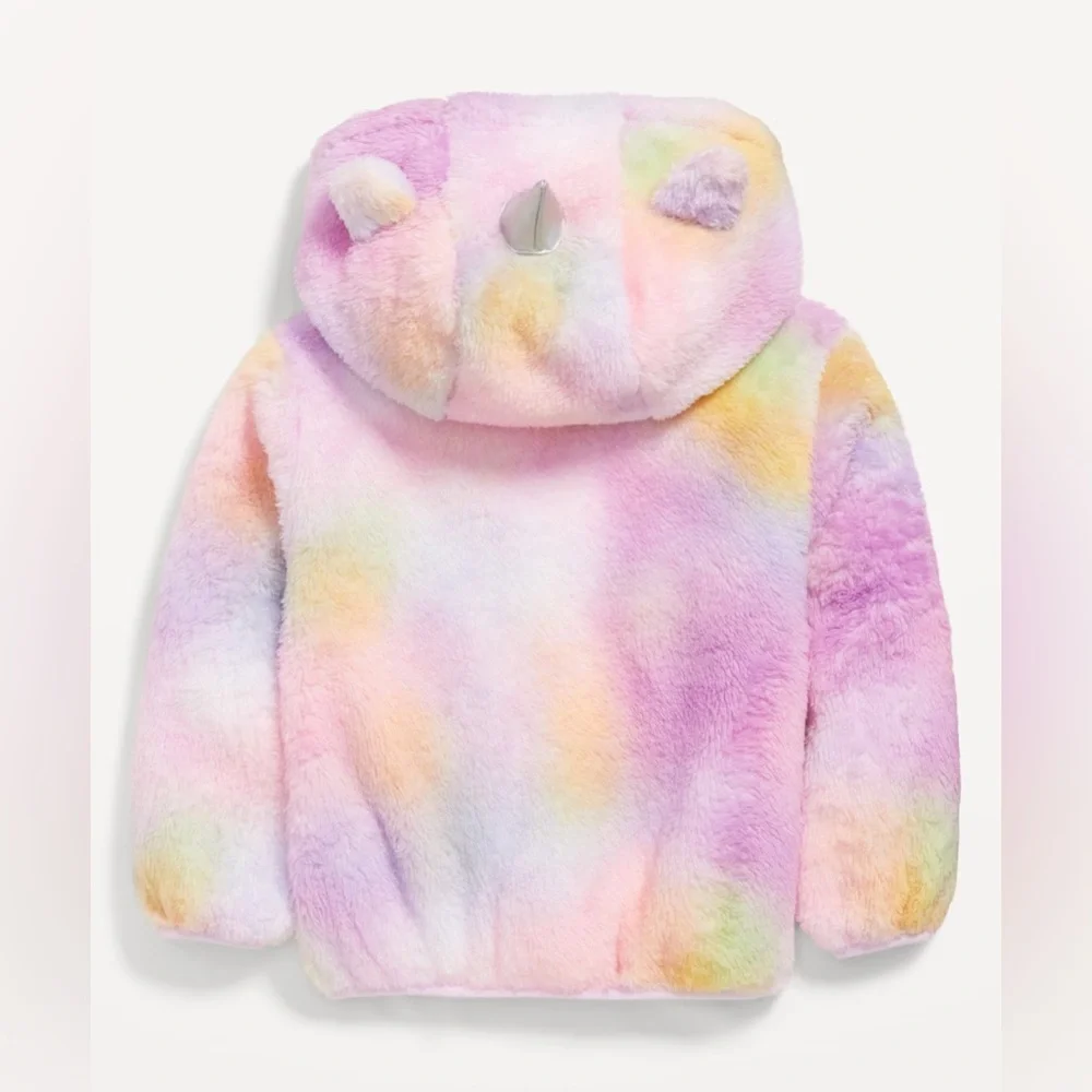 Old Navy Sherpa fleece rainbow critter jacket girls 2T